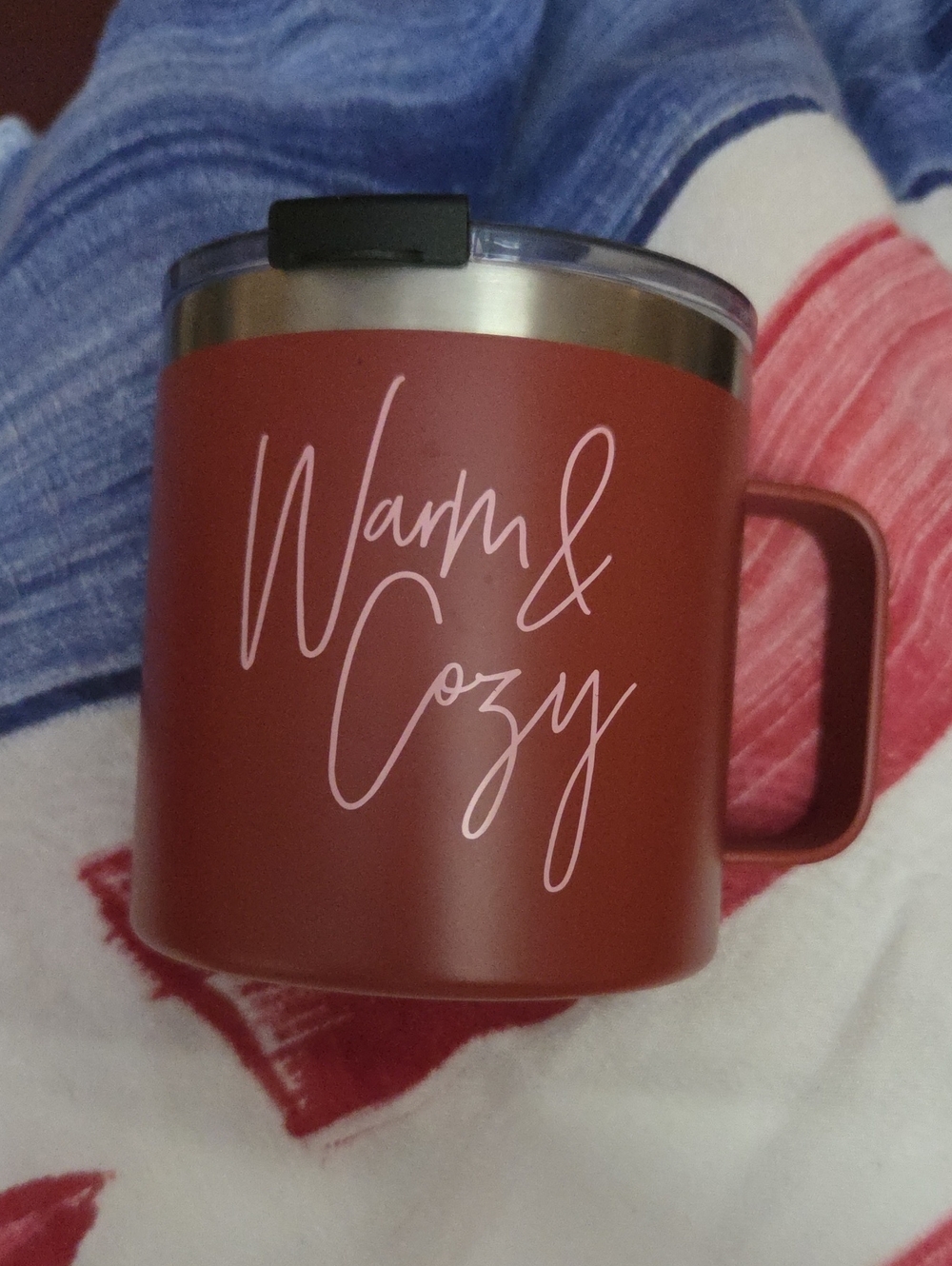 Warm & Cozy Red Travel Mug - Insulated Home Dining Cup NWOT